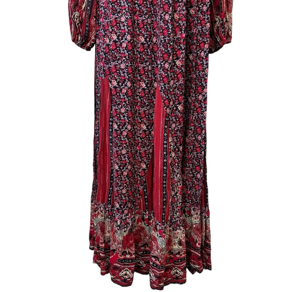 Free People Happy‎ Feelings Maxi Floral Dress Pesant Bohemian Stevie Nicks L